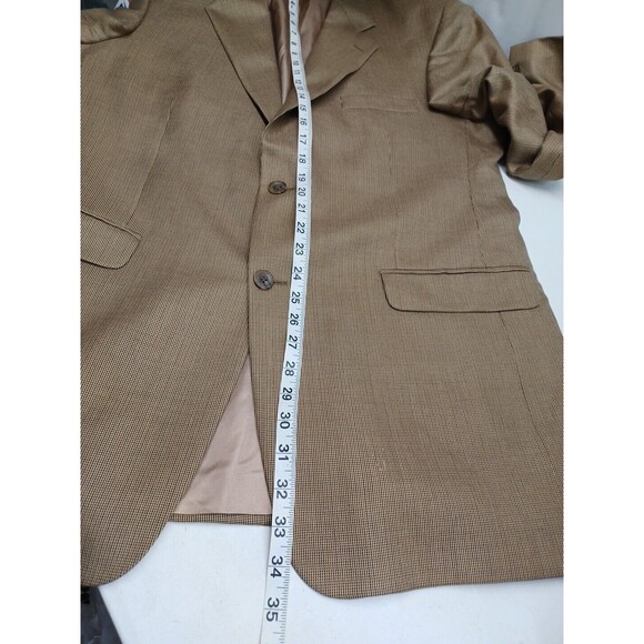 Stafford Mens Blazer Jacket 42L Wool/Silk Blend Beige Tweed 2 Button - Picture 7 of 10